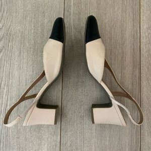 Nude Cap Toe Slingback Shoes